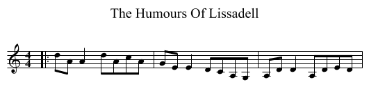 The Humours Of Lissadell - staff notation