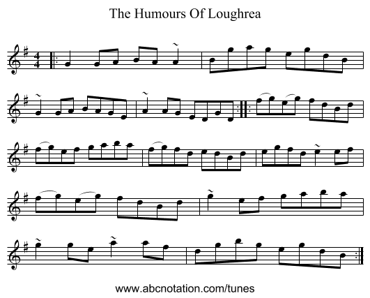 The Humours Of Loughrea - staff notation