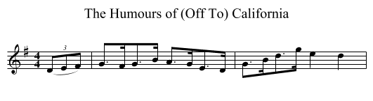 The Humours of (Off To) California - staff notation