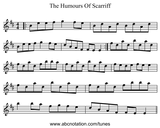 The Humours Of Scarriff - staff notation