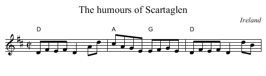 The humours of Scartaglen - staff notation