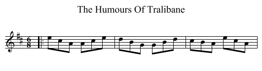 The Humours Of Tralibane - staff notation