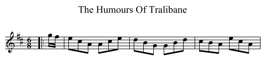 The Humours Of Tralibane - staff notation