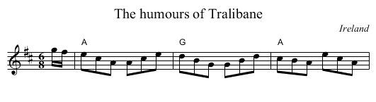 The humours of Tralibane - staff notation