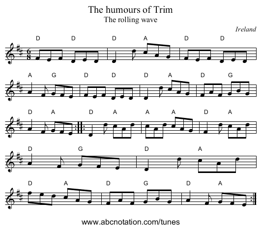 The humours of Trim - staff notation