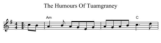 The Humours Of Tuamgraney - staff notation
