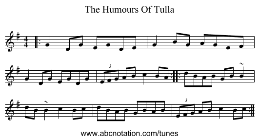The Humours Of Tulla - staff notation