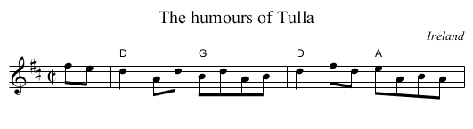 The humours of Tulla - staff notation
