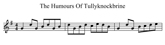 The Humours Of Tullyknockbrine - staff notation