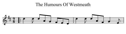 The Humours Of Westmeath - staff notation