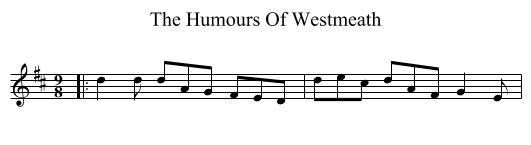 The Humours Of Westmeath - staff notation