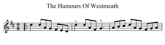 The Humours Of Westmeath - staff notation
