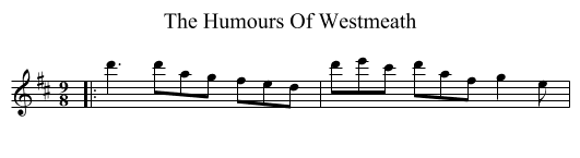 The Humours Of Westmeath - staff notation