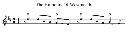 The Humours Of Westmeath - staff notation