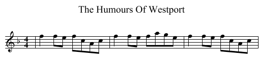 The Humours Of Westport - staff notation