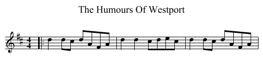 The Humours Of Westport - staff notation