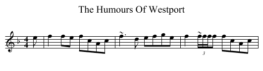 The Humours Of Westport - staff notation