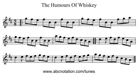 The Humours Of Whiskey - staff notation