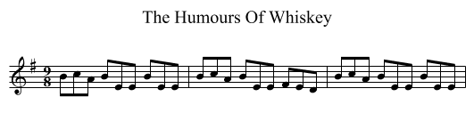 The Humours Of Whiskey - staff notation