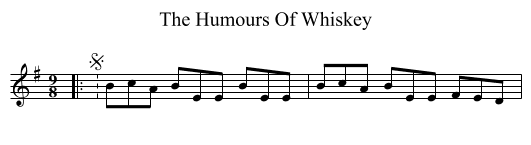 The Humours Of Whiskey - staff notation
