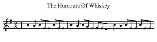 The Humours Of Whiskey - staff notation
