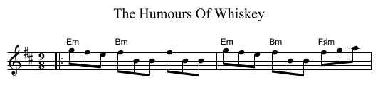 The Humours Of Whiskey - staff notation