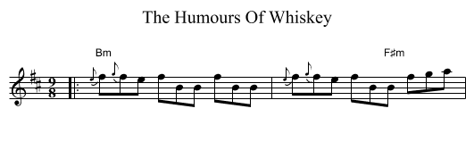 The Humours Of Whiskey - staff notation