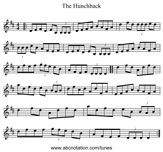 The Hunchback - staff notation