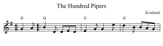The Hundred Pipers - staff notation