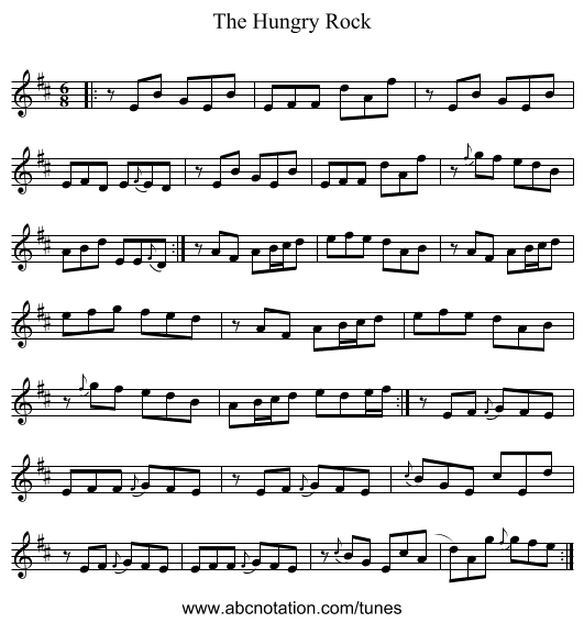 The Hungry Rock - staff notation