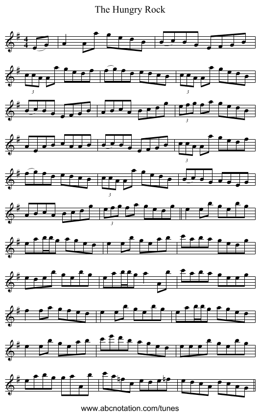 The Hungry Rock - staff notation