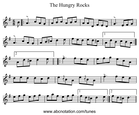 The Hungry Rocks - staff notation