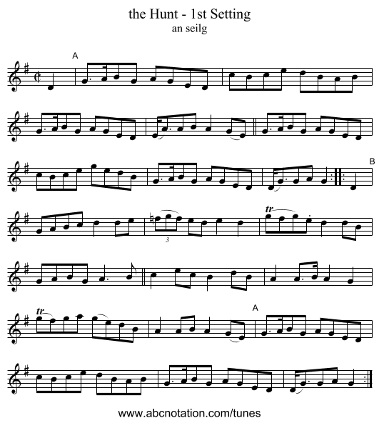 the Hunt - 1st Setting - staff notation