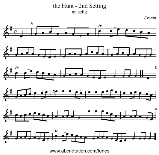 the Hunt - 2nd Setting - staff notation