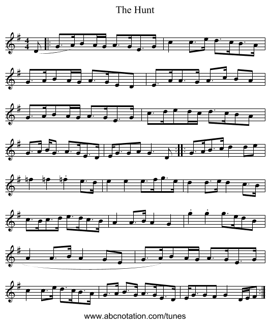 The Hunt - staff notation