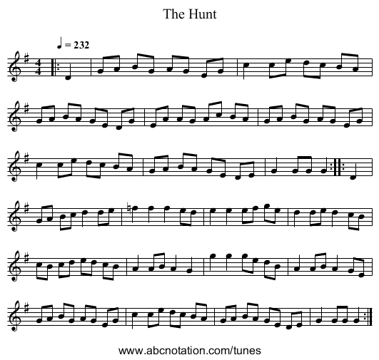 The Hunt - staff notation