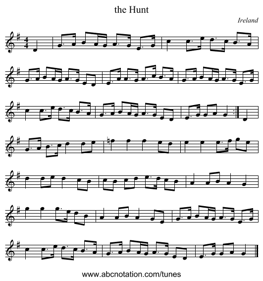 the Hunt - staff notation