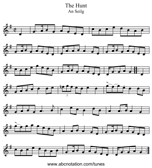 The Hunt - staff notation
