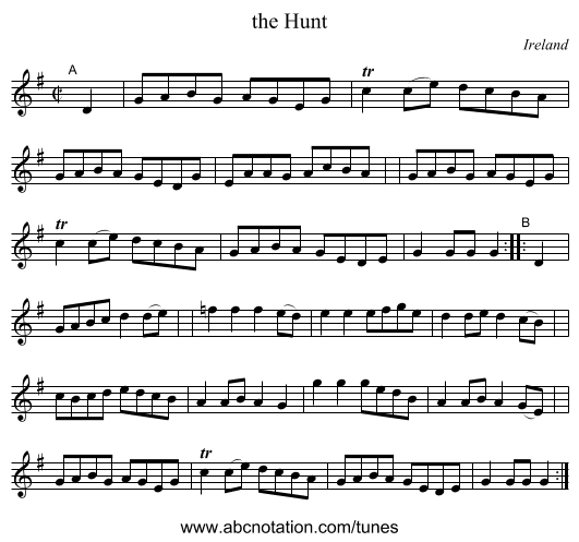the Hunt - staff notation