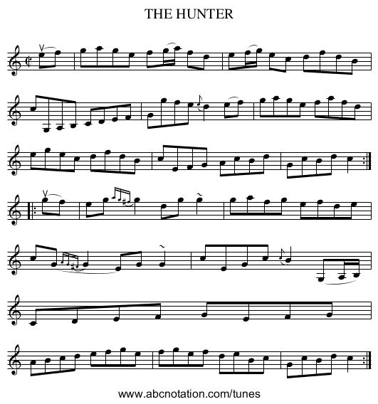 THE HUNTER - staff notation