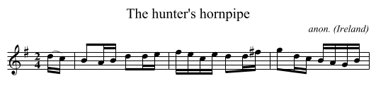 The hunter's hornpipe - staff notation