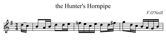 the Hunter's Hornpipe - staff notation