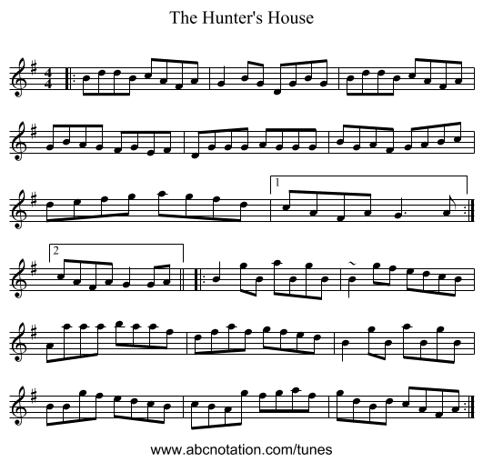 The Hunter's House - staff notation