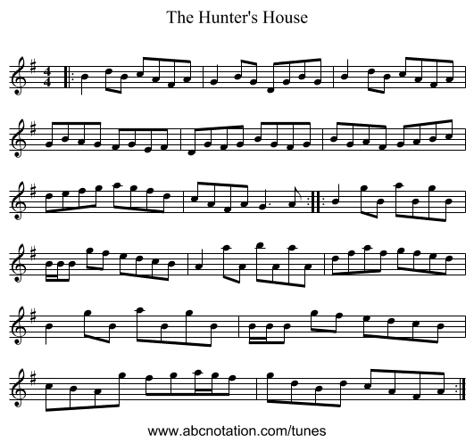 The Hunter's House - staff notation