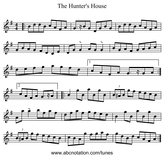 The Hunter's House - staff notation