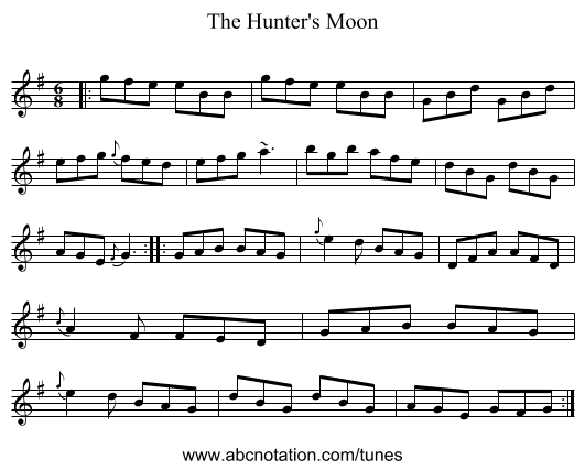 The Hunter's Moon - staff notation