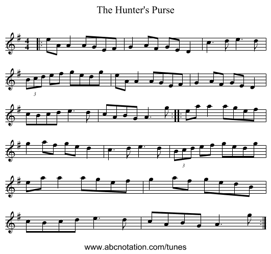 The Hunter's Purse - staff notation