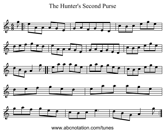 The Hunter's Second Purse - staff notation