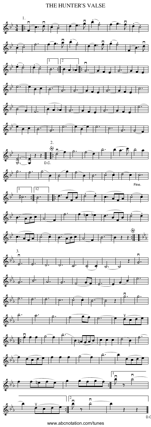 THE HUNTER'S VALSE - staff notation