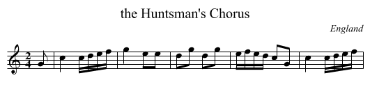 the Huntsman's Chorus - staff notation